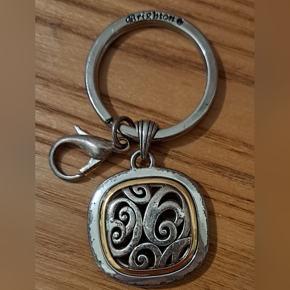 Vintage Y2K 90s Brighton Gold & Silver Tone Keychain Bag Charm w/ Lobster Clip